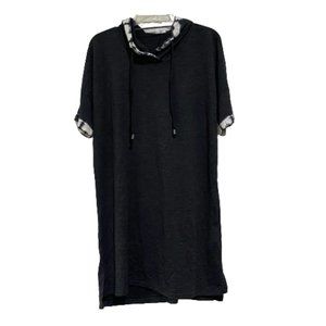 New Cable & Guage Gray Tie & Dye Trim  Hoodie Tunic Top Blouse Dress Size M